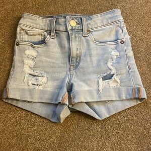 light washed high rise aeropostale denim shorts. size 0